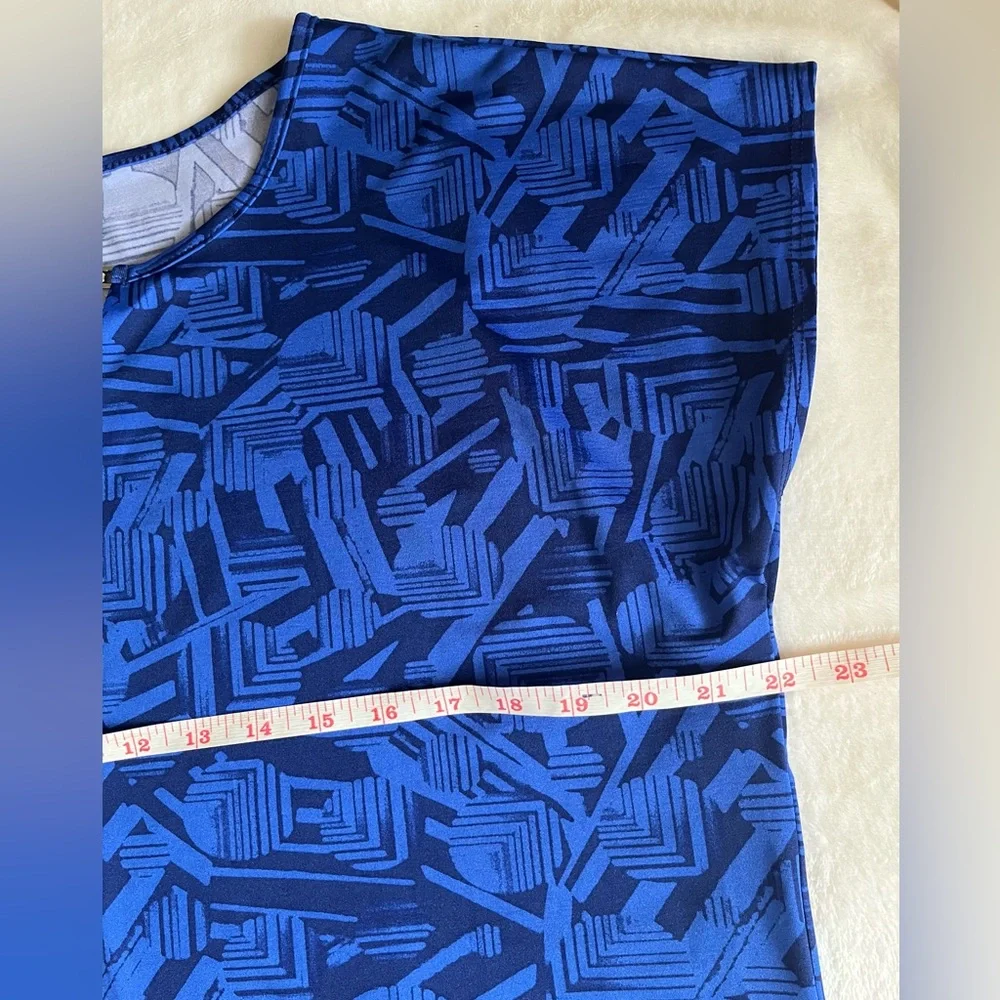 Antthony Blue Print Women’s Split Neck Top Sz L - Picture 5 of 6